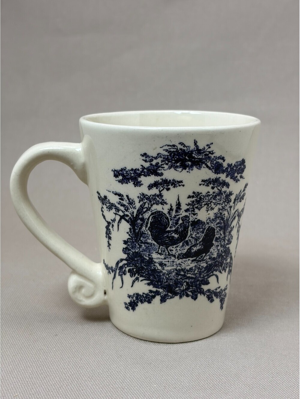 California Pantry 2002 Blue Toile Rooster Coffee Mug French Country Ceramic 12 o